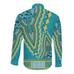 Dashiki Long Sleeve Button Shirt Luxury Afro - Teal
