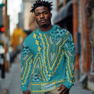 Dashiki Long Sleeve Shirt Luxury Afro - Teal LT7