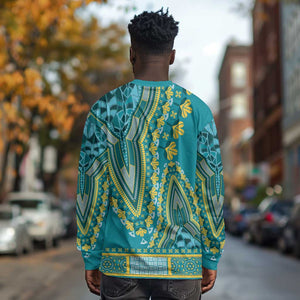Dashiki Long Sleeve Shirt Luxury Afro - Teal LT7