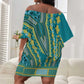 Dashiki Off Shoulder Short Dress Luxury Afro - Teal