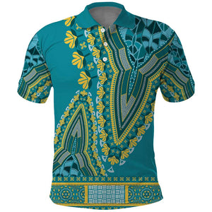 Dashiki Polo Shirt Luxury Afro - Teal