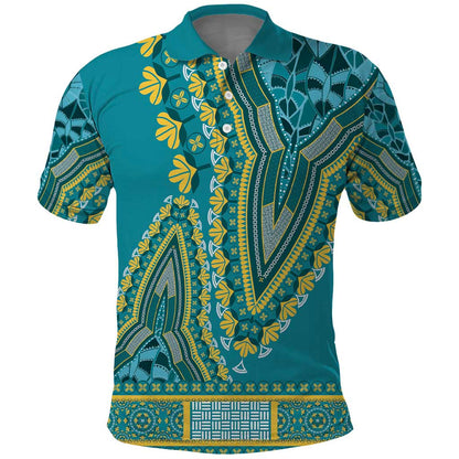 Dashiki Polo Shirt Luxury Afro - Teal