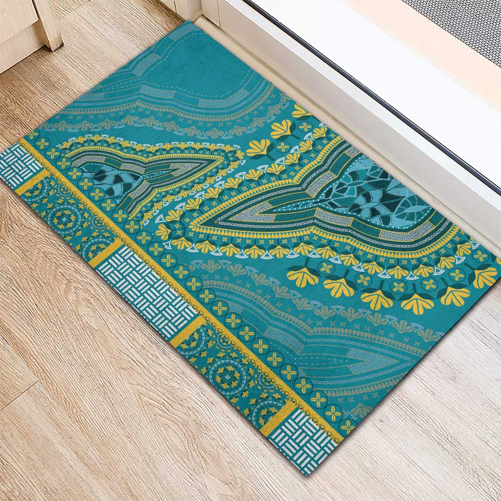 Dashiki Rubber Doormat Luxury Afro - Teal