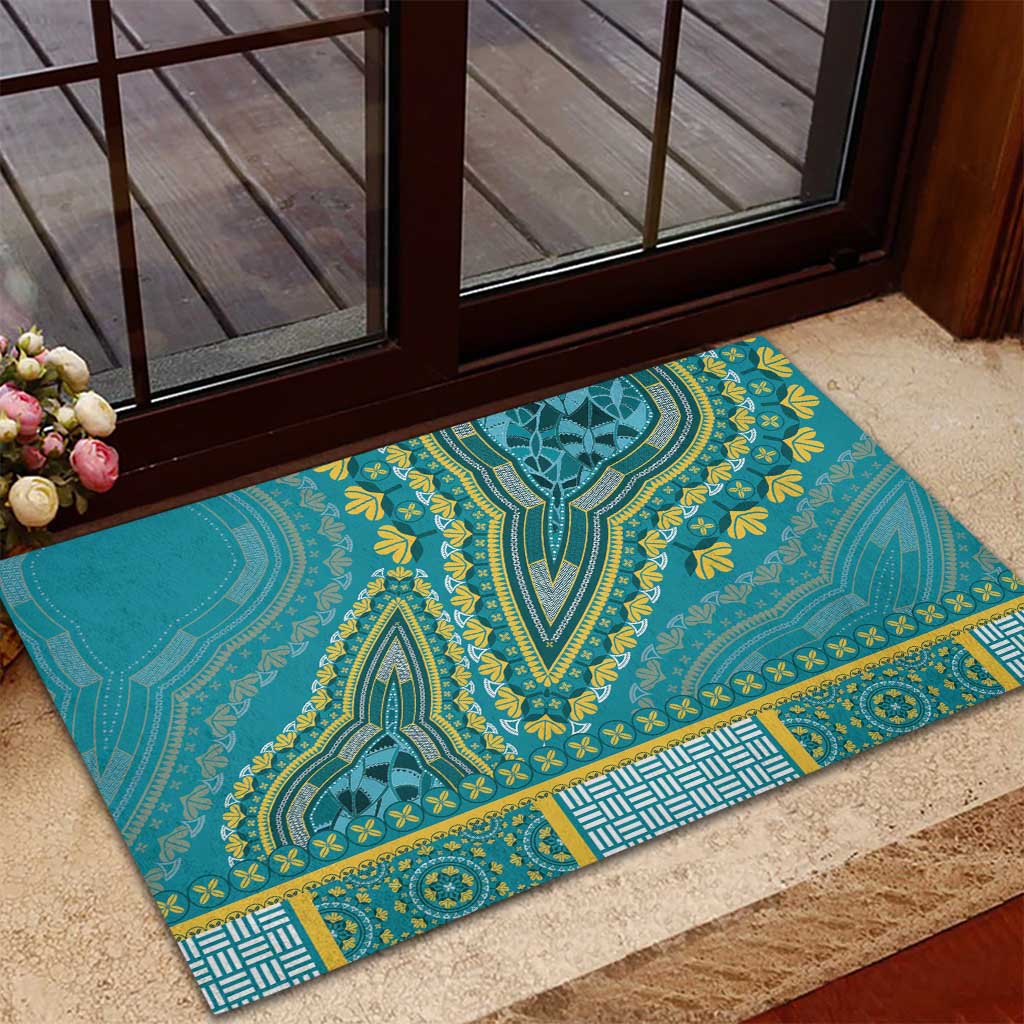 Dashiki Rubber Doormat Luxury Afro - Teal