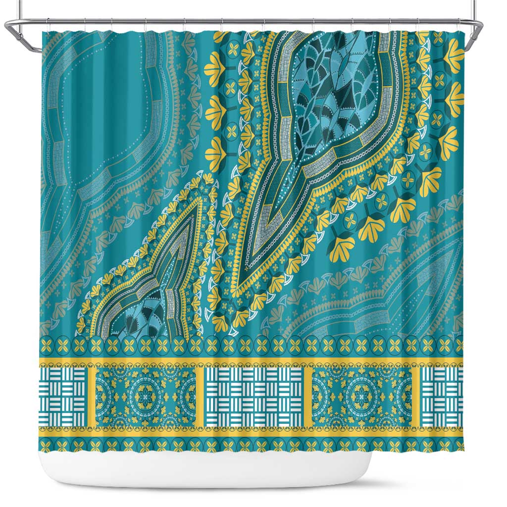 Dashiki Shower Curtain Luxury Afro - Teal