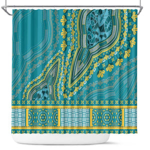 Dashiki Shower Curtain Luxury Afro - Teal