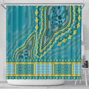Dashiki Shower Curtain Luxury Afro - Teal
