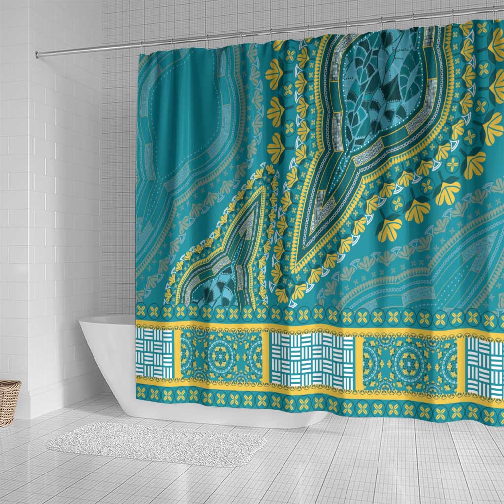 Dashiki Shower Curtain Luxury Afro - Teal