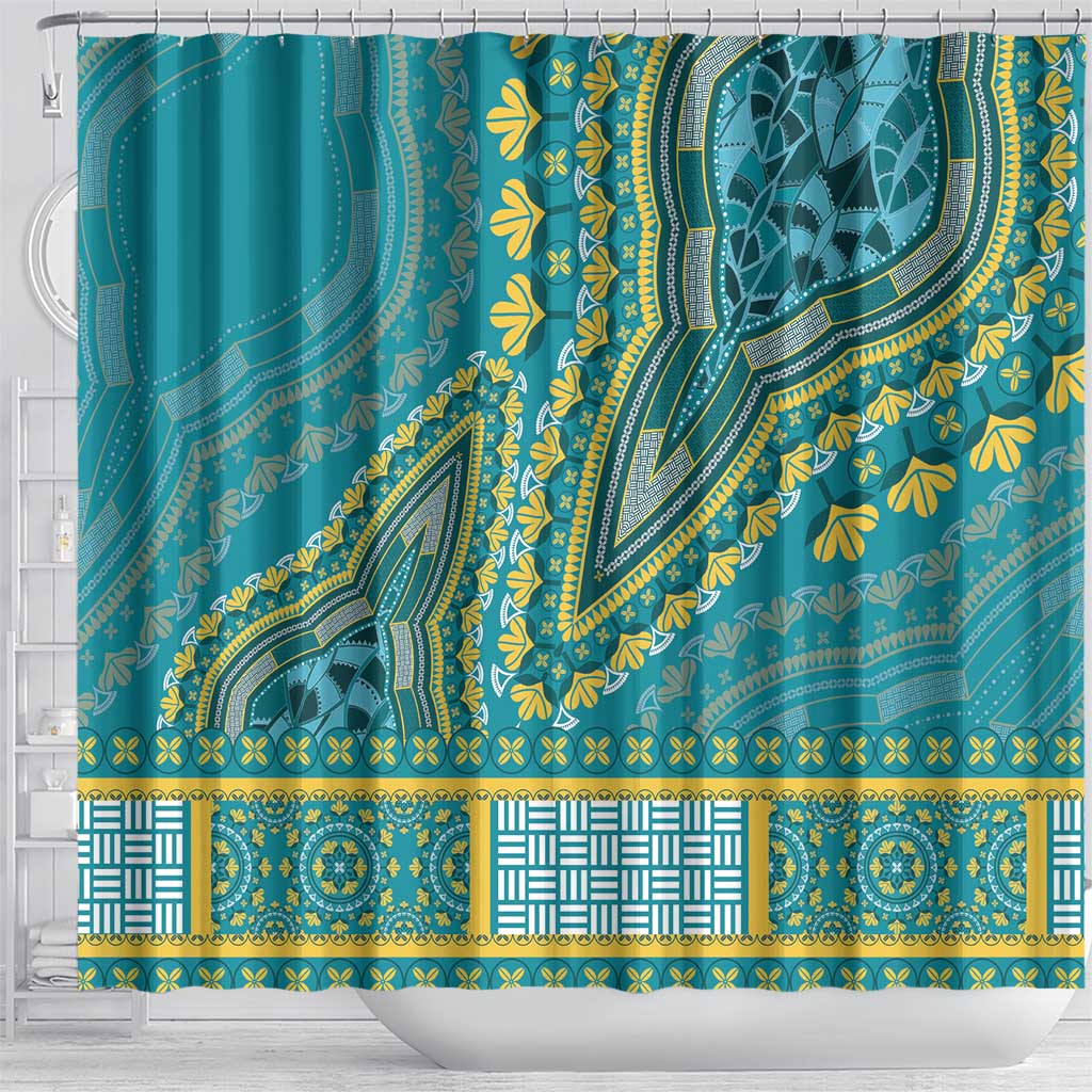 Dashiki Shower Curtain Luxury Afro - Teal
