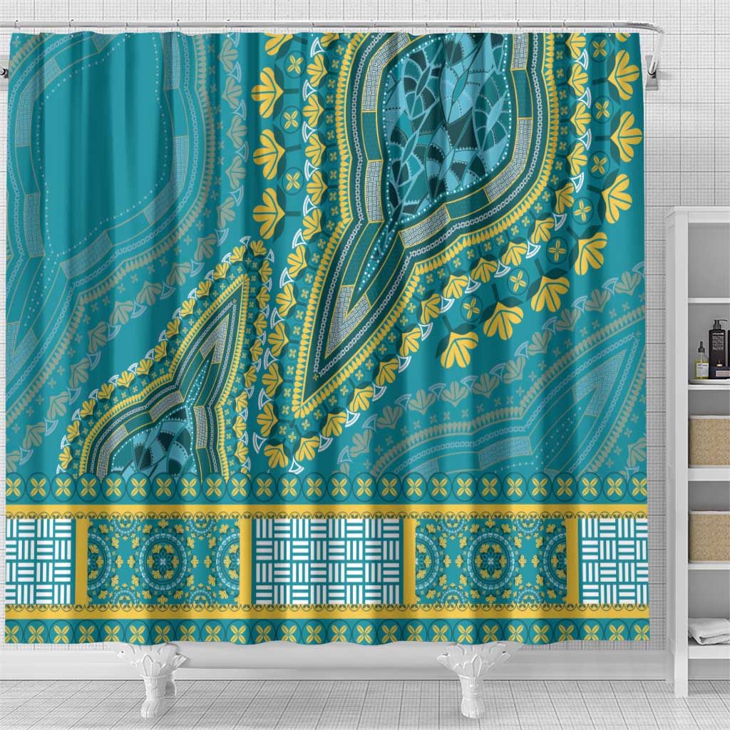 Dashiki Shower Curtain Luxury Afro - Teal