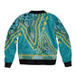 Dashiki Sleeve Zip Bomber Jacket Luxury Afro - Teal