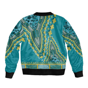 Dashiki Sleeve Zip Bomber Jacket Luxury Afro - Teal