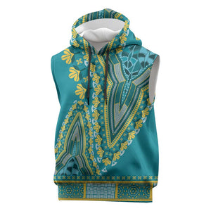 Dashiki Sleeveless Hoodie Luxury Afro - Teal - African Pride