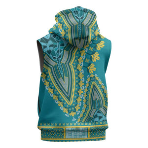 Dashiki Sleeveless Hoodie Luxury Afro - Teal - African Pride