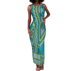 Dashiki Tank Maxi Dress Luxury Afro - Teal