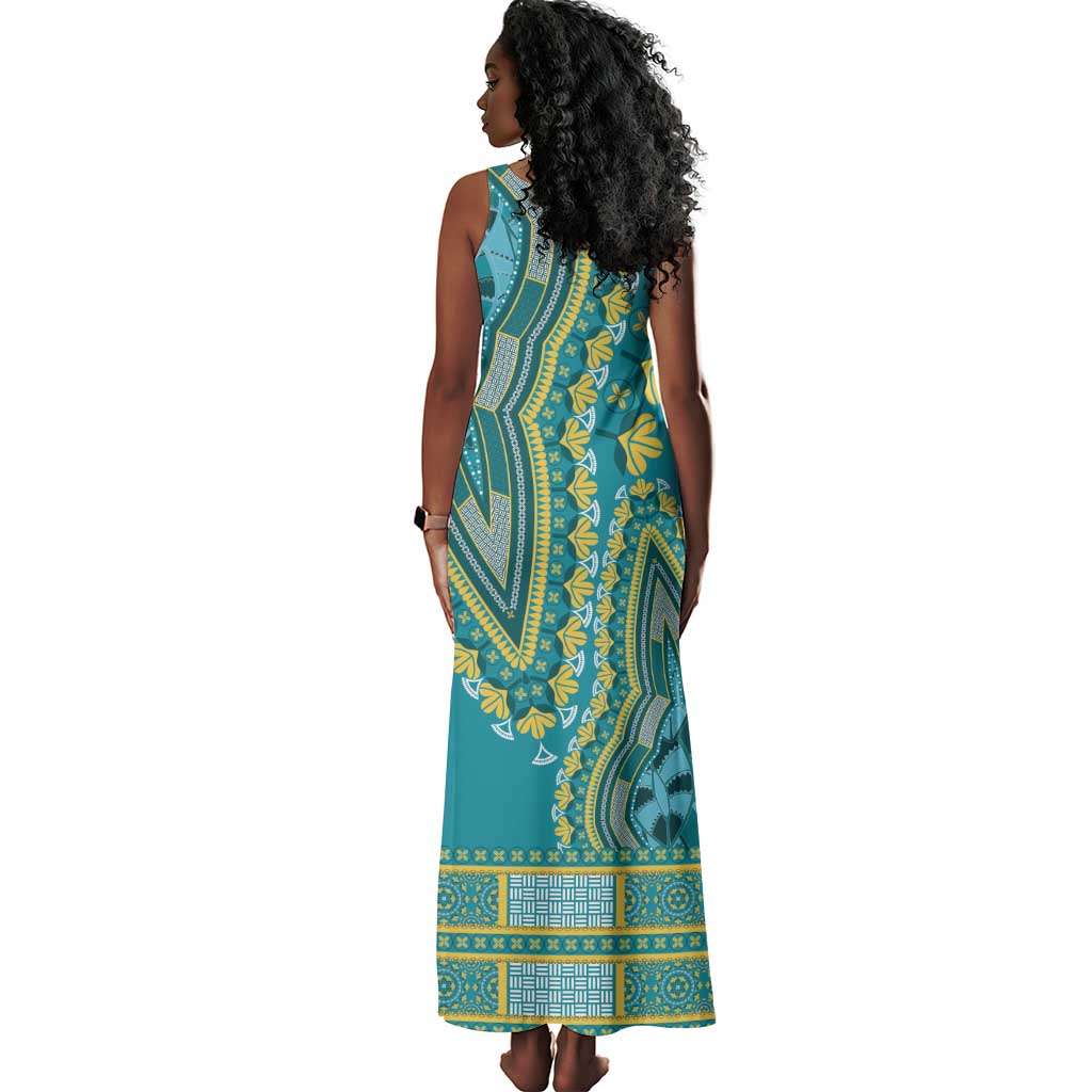 Dashiki Tank Maxi Dress Luxury Afro - Teal
