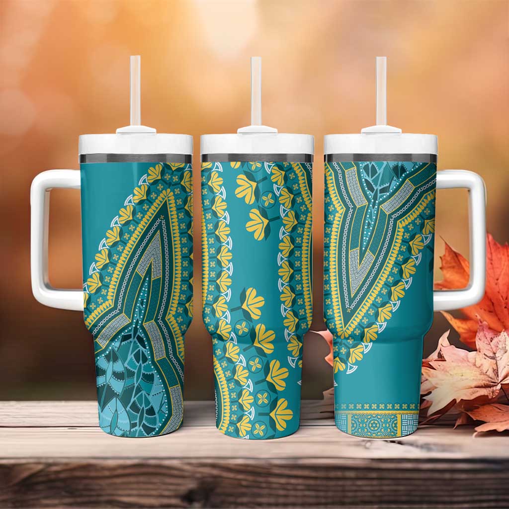 Dashiki Tumbler With Handle Luxury Afro - Teal