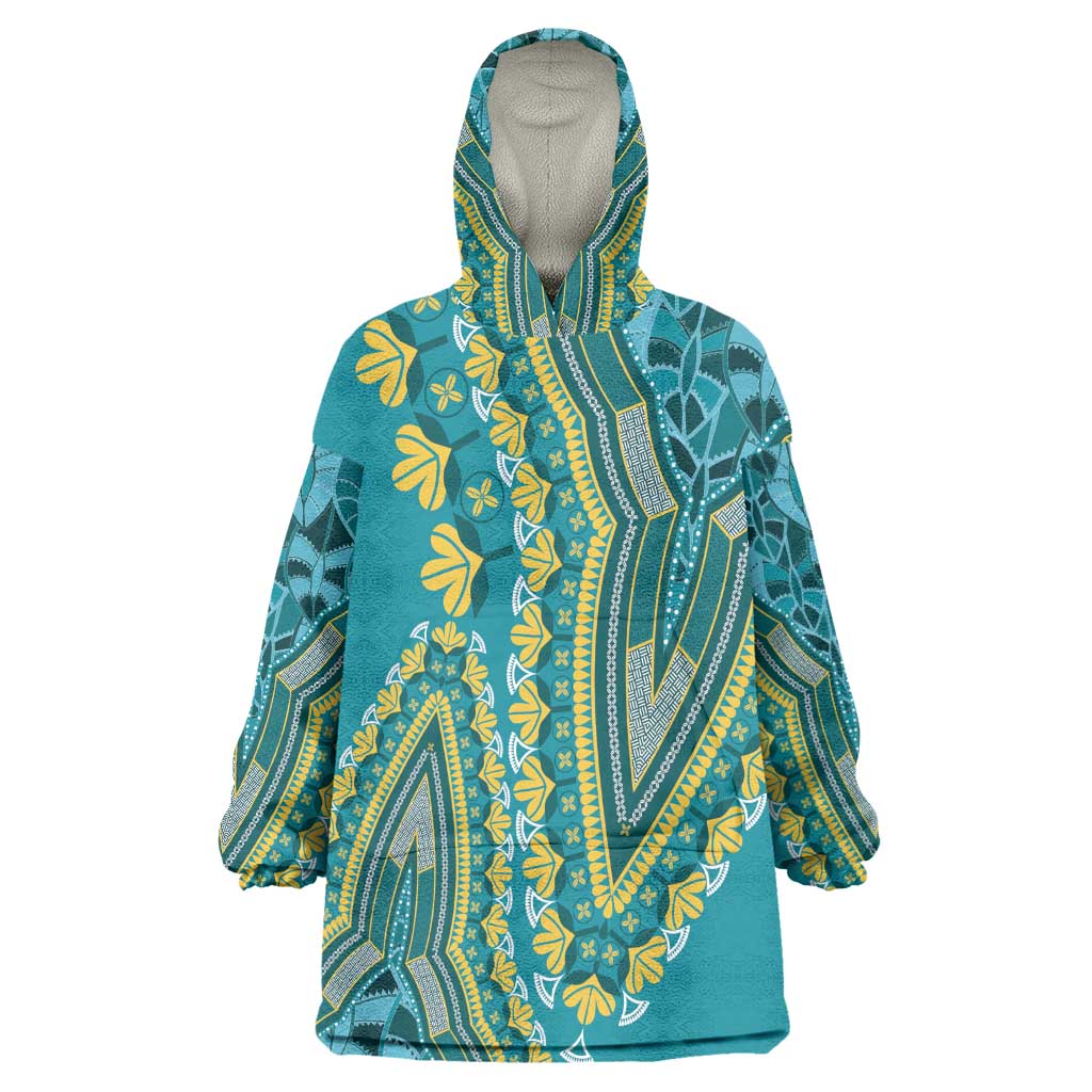 Dashiki Wearable Blanket Hoodie Luxury Afro - Teal