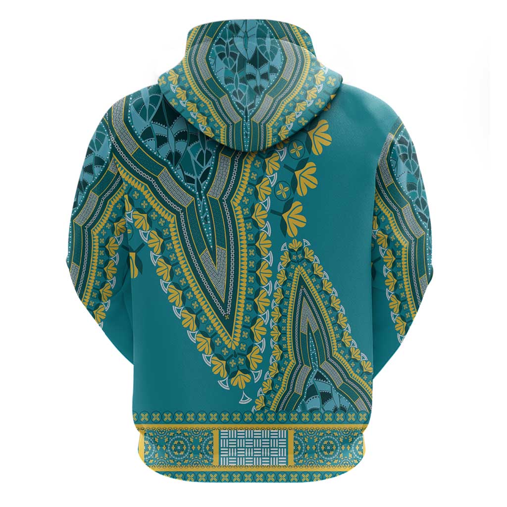 Dashiki Zip Hoodie Luxury Afro - Teal