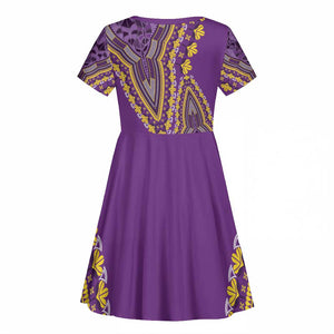 Dashiki Kid Short Sleeve Dress Luxury Afro - Violet