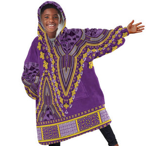 Dashiki KId Wearable Blanket Hoodie Luxury Afro - Violet