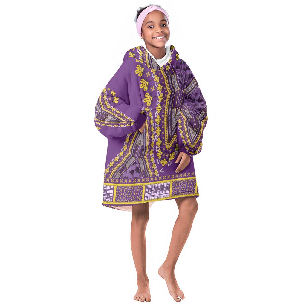 Dashiki KId Wearable Blanket Hoodie Luxury Afro - Violet