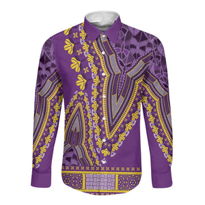 Dashiki Long Sleeve Button Shirt Luxury Afro - Violet