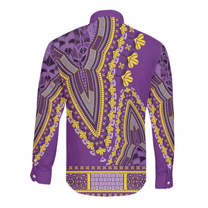 Dashiki Long Sleeve Button Shirt Luxury Afro - Violet