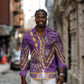Dashiki Long Sleeve Button Shirt Luxury Afro - Violet