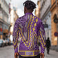 Dashiki Long Sleeve Button Shirt Luxury Afro - Violet