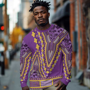 Dashiki Long Sleeve Shirt Luxury Afro - Violet LT7