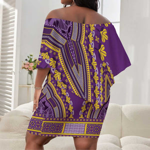 Dashiki Off Shoulder Short Dress Luxury Afro - Violet