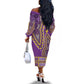 Dashiki Off The Shoulder Long Sleeve Dress Luxury Afro - Violet
