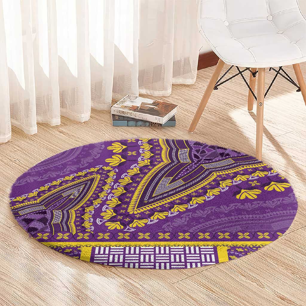 Dashiki Round Carpet Luxury Afro - Violet