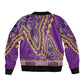 Dashiki Sleeve Zip Bomber Jacket Luxury Afro - Violet