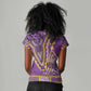 Dashiki Women V-Neck T-Shirt Luxury Afro - Violet