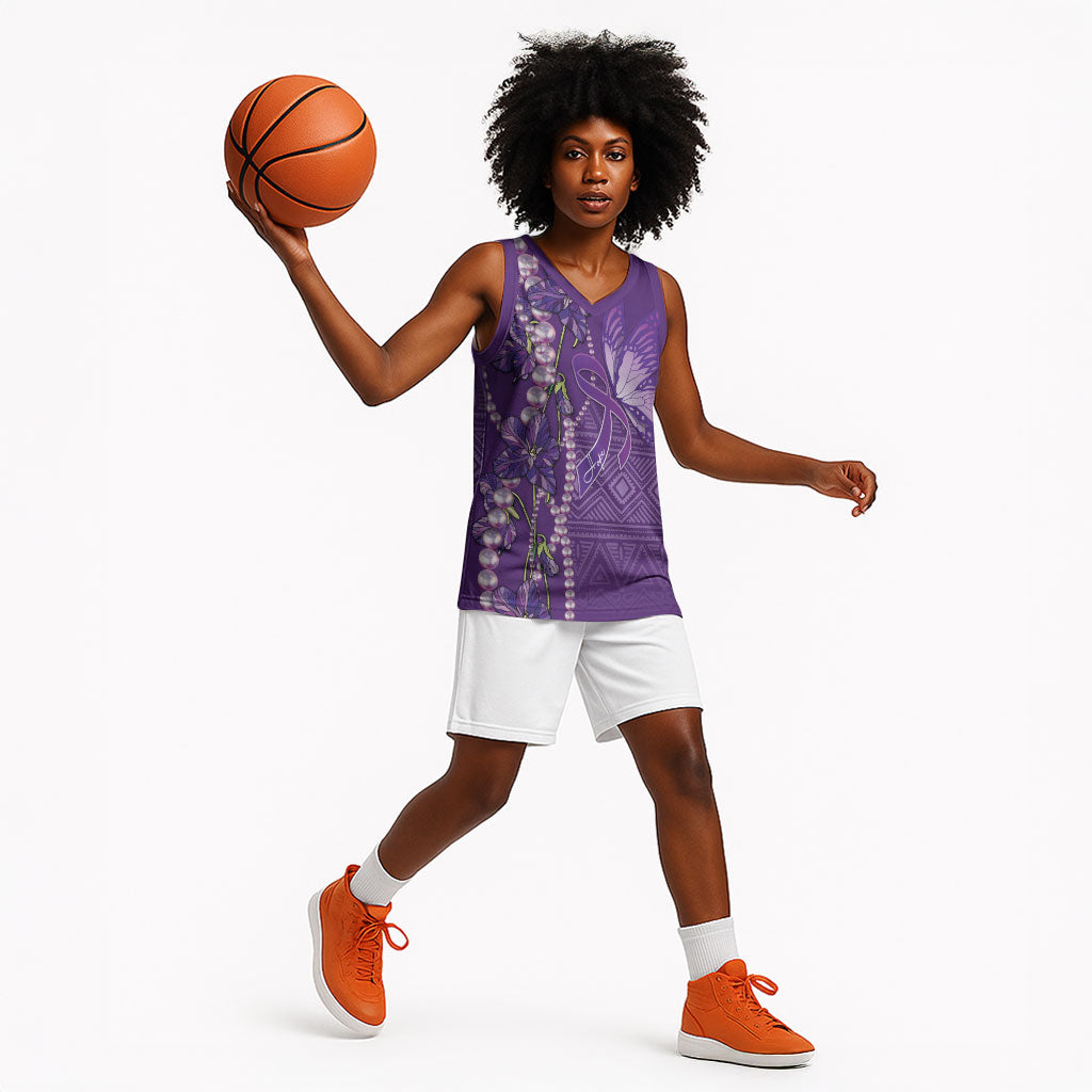 Lupus Awareness Purple Ribbon Butterfly Basketball Jersey Hope