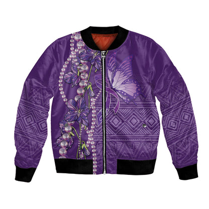 Lupus Awareness Purple Ribbon Butterfly Bomber Jacket Hope