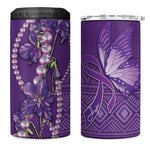 Lupus Awareness Purple Ribbon Butterfly 4 in 1 Can Cooler Tumbler Hope
