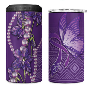 Lupus Awareness Purple Ribbon Butterfly 4 in 1 Can Cooler Tumbler Hope
