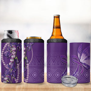 Lupus Awareness Purple Ribbon Butterfly 4 in 1 Can Cooler Tumbler Hope