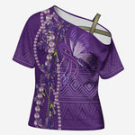 Lupus Awareness Purple Ribbon Butterfly Cross Shoulder Shirt Hope