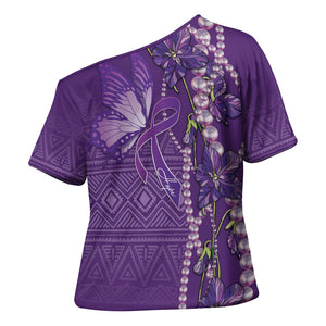 Lupus Awareness Purple Ribbon Butterfly Cross Shoulder Shirt Hope