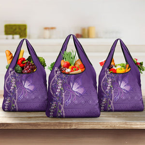 Lupus Awareness Purple Ribbon Butterfly Grocery Bag Hope