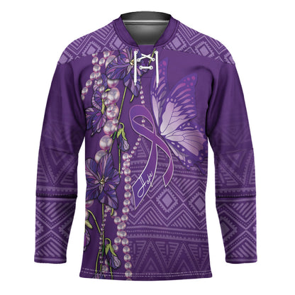 Lupus Awareness Purple Ribbon Butterfly Hockey Jersey Hope