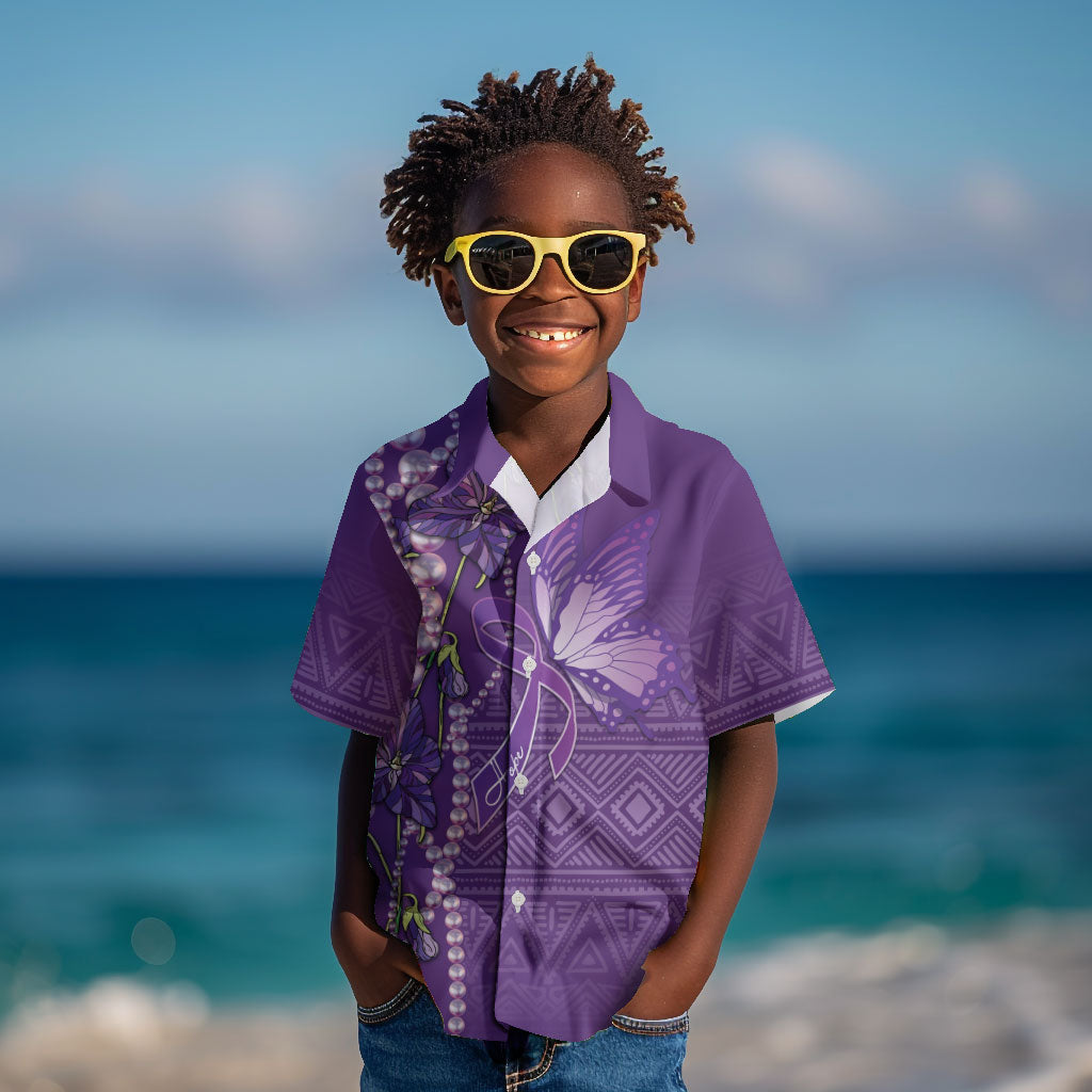 Lupus Awareness Purple Ribbon Butterfly Kid Hawaiian Shirt Hope