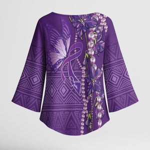 Lupus Awareness Purple Ribbon Butterfly Kimono Sleeve Blouse Hope