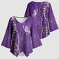 Lupus Awareness Purple Ribbon Butterfly Kimono Sleeve Blouse Hope