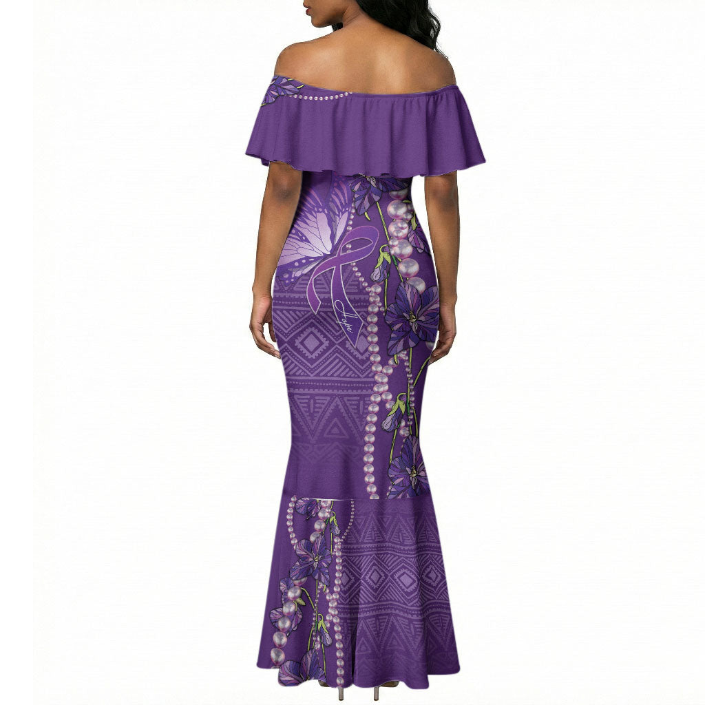 Lupus Awareness Purple Ribbon Butterfly Mermaid Dress Hope