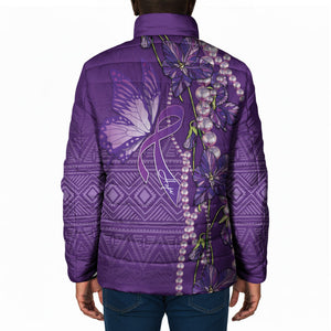 Lupus Awareness Purple Ribbon Butterfly Padded Jacket Hope